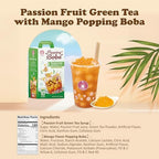 O’s Bubble Peach Green Tea – DIY Boba Kit with 3 Peach Syrup Packs & 3 Mango Popping Boba – Make Fruity Bubble Tea at Home – 3 Servings Included (Passion Fruit Green Tea)