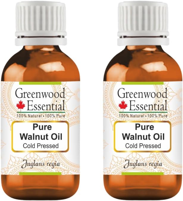 Greenwood Essential Pure Walnut Oil (Juglans regia) Cold Pressed (Pack of Two) 30ml X 2 (2 oz)