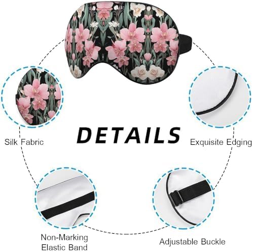 Orchid Flower Eye Mask Sleeping Mask Bloom Summer Spring Wildflowers Botanical Bouquet Bright Sleep Masks Silky Soft Eye Cover for Women Men Travel Sleeping