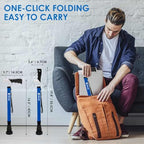 Walking Cane,Portable & Ultra-Light Series, One-Button Telescopic Folding Walking Cane – Like an Umbrella | Compact, Adjustable, All-Terrain Tips, Elegant Muted Tones