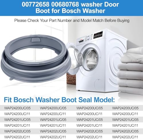 Upgraded 00772658 Washer Door Boot Seal Compatible with Bosch Washer Door Gasket Replacement Parts 00680768, PS11732288, WAT28400UC, WAS24460UC, WAP24201UC, WAS20160UC, WAP24200UC Door Gasket Seal