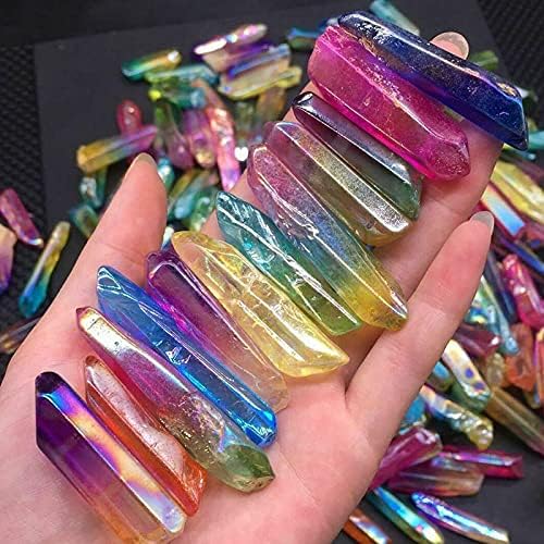 Acxico 100g Titanium Rainbow Aura Lemurian Quartz Crystal Point Healing