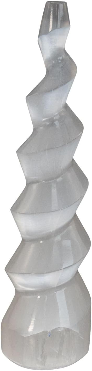 Down to Earth Selenite Iceberg Tower – Natural White Crystal for Energy Cleansing, Meditation, Reiki, Charging Stones & Home Décor – Polished Healing Crystal Tower (6" Corkscrew)