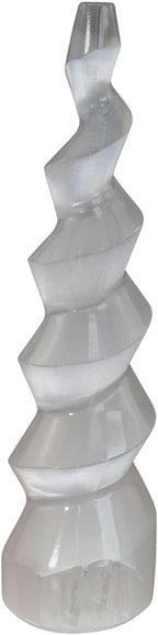 Down to Earth Selenite Iceberg Tower – Natural White Crystal for Energy Cleansing, Meditation, Reiki, Charging Stones & Home Décor – Polished Healing Crystal Tower (6" Corkscrew)