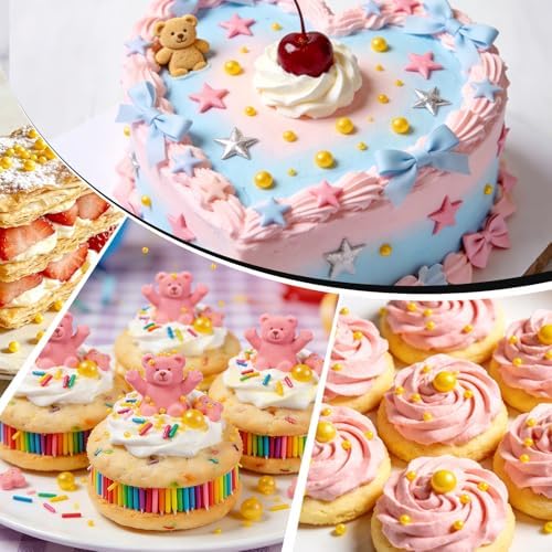 Yellow Pearl Sprinkles, Edible Sugar Pearls for Cake Decorating, 180g/6.35oz, Mix Size, Cake Decorations, Cupcake Toppers, Ice Cream Toppings, Easter Holiday Party Supplies