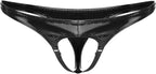 Menâ€˜s Latex PVC Faux Leather Short Pants Solid Backless Crotchless Boxer Shorts Hot Pants