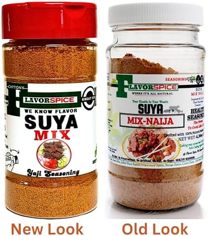 Suya Mix Naija Rub | Spicy Powder | Grilled Steak Seasoning Blend Crafted with 100% Herbs and Spices with No Artificial or preservatives, No Sugar, No MSG, Gluten, Great For Keto, Great For Vegan (4.30oz)