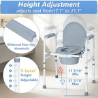 3-in-1 Bedside Commode Chair with Splash Guard & Bucket, Portable Toilet for Seniors, Adult Potty Chair, Adjustable Height, Supports 300 lbs,White