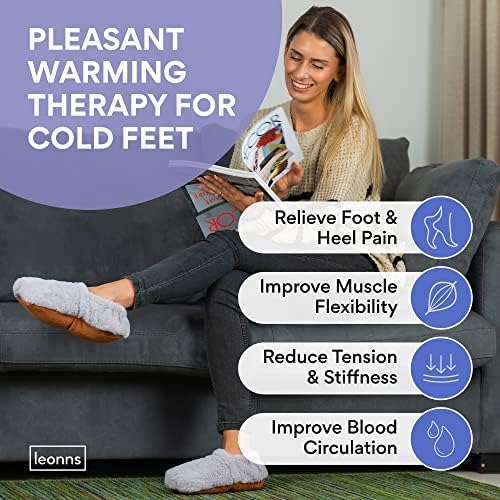 Leonns® Microwavable Slippers - Heated Booties for Women and Men | Heated Foot Warmers for Feet in Bed, Reusable & Cozy Foot Warmer for Bed | Soothing Warmth & Comfort for Cold Feet