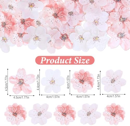 75 PCS Edible Cherry Blossoms Cupcake Toppers, Edible Cherry Blossoms Flowers Cake Decorations Wafer Paper Flowers Cupcake Topper for Wedding Baby Shower Birthday Party Anniversary Supplies