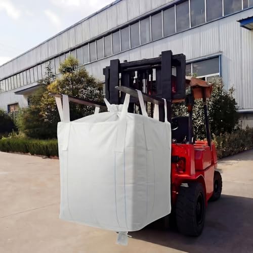 Aliceset 8 Pcs FIBC Sack Bag Bulk 1.5 Ton Bag 3300lbs SWL 35"L x 35"W x 43"H Heavy Duty Large Sand Sacks with Duffle Bottom Handle Polypropylene for Industrial Agriculture Transport Construction