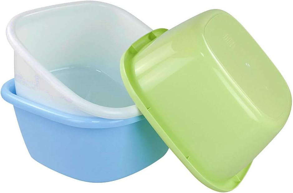 Plastic Square Dish Pan, Washing Basin, 16 Quart, 3 Packs