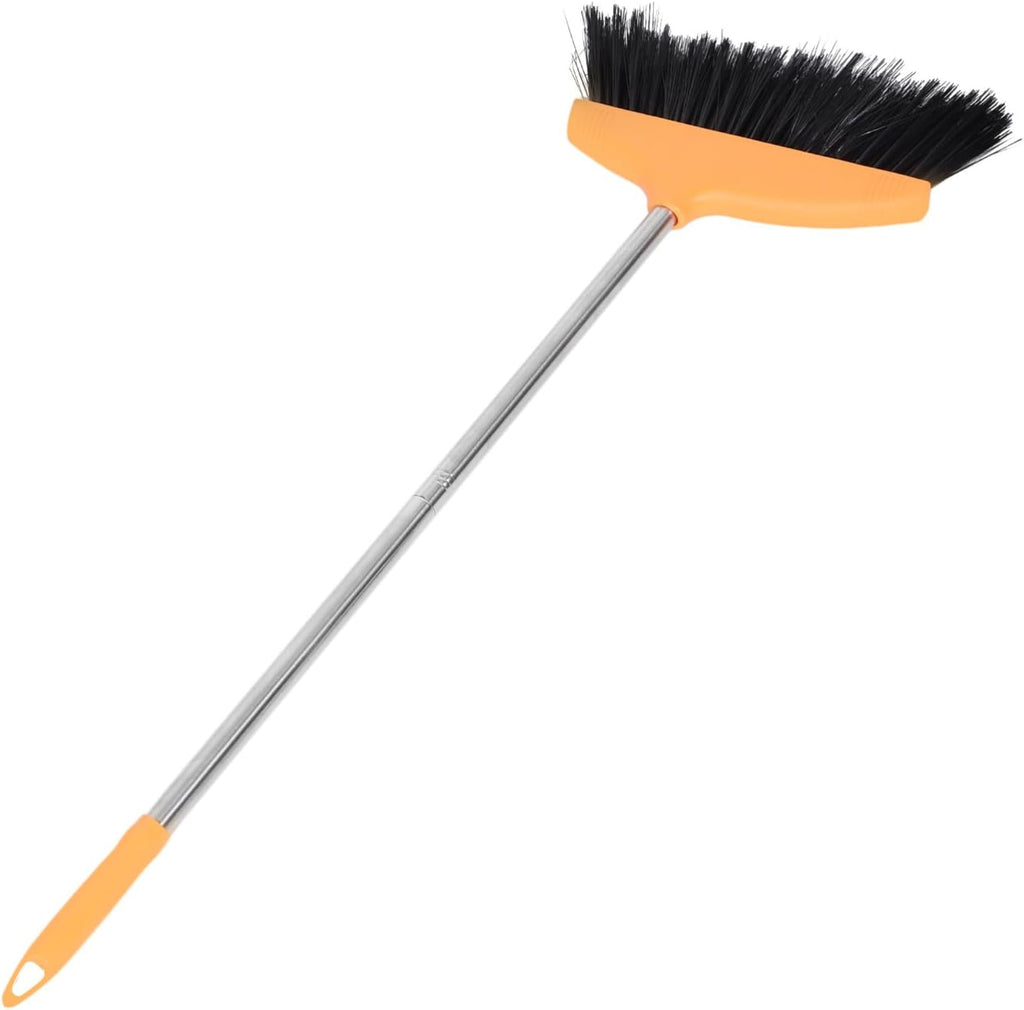 LIFKOME Plastic Bristle Broom with Metal Handle Heavy Duty Commercial Cleaning Broom for Floor Indoor Outdoor