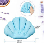 2 Pieces Inflatable Bath Pillow with Suction Cups, Terry Cloth Covered Bath Pillow Shell Shape Bathtub Spa Pillow Comfortable Soft Bath Cushion, Neck Support for Bathtub, Hot Tub, Home Spa Tub