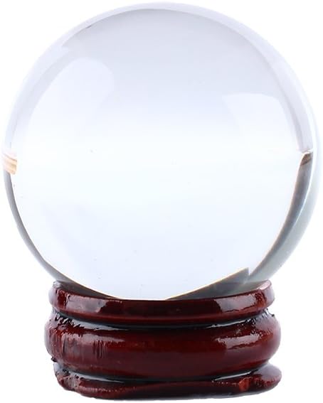 Tyenaza Clear Crystal Ball, Asian Rare Magic Crystal Healing Ball Art Decor Orb Sphere 40mm with Stand Base Perfect for Meditation and Decoration Feng Shui Crystals