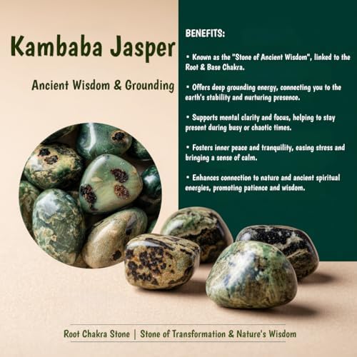 4 Pcs Natural Kambaba Jasper Love Heart Pocket Stone Healing Chakra Worry Stone(1 Inch)