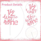 Half Birthday Decorations for Girls, Pink Bow 1/2 Birthday Cake Topper for 6 Months Baby, Halfway to One Baby Girl Party Supplies