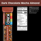 KIND Healthy Snacks Bars, Dark Chocolate Mocha Almond, Gluten Free, Low Sugar, High Fiber Snacks, 5g Protein, 12 Count
