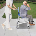 4-Wheel Stair Chair for Safe Stair Evacuation & Transport | Portable Mobility Aid for Seniors & Disabled | Blue Emergency Staircase Chair with Padded Seat & Backrest