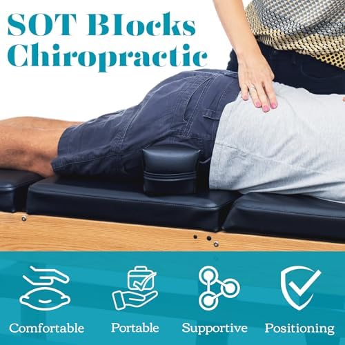 Oiktylr SOT Blocks Chiropractic, Soft & Comfortable Pelvic Blocks Wedges - Enhanced Elastic Support Sponge - Dejarnette Style Pelvic Sacral Blocks, Chiropractor Wedges Blocks for HIPS (Matte Black)