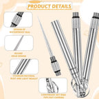3 Pcs Portable Mini Titanium Toothpicks Holder, Stainless Steel Metal Toothpicks Reusable Toothpick Pocket Toothpick with Keychain for Picnic Camping Traveling Home Outdoor (Silver)