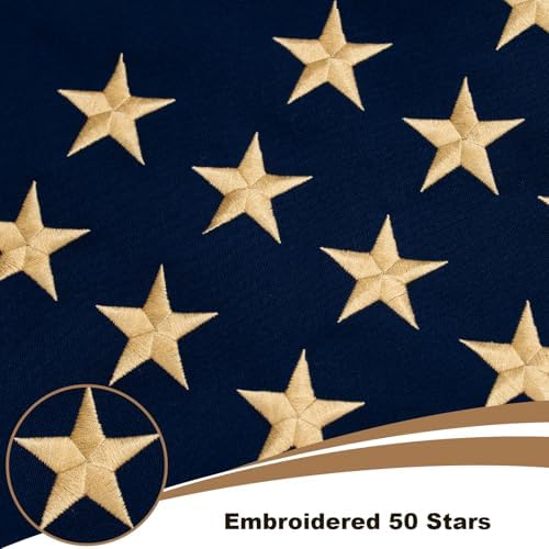 Cotton Vintage American Flag 3x5 Feet, Heavy Duty Tea Stained US USA Flags with 2 Brass Grommets, 250th Anniversary Antiqued United State Flag Rustic Old Style for Outside