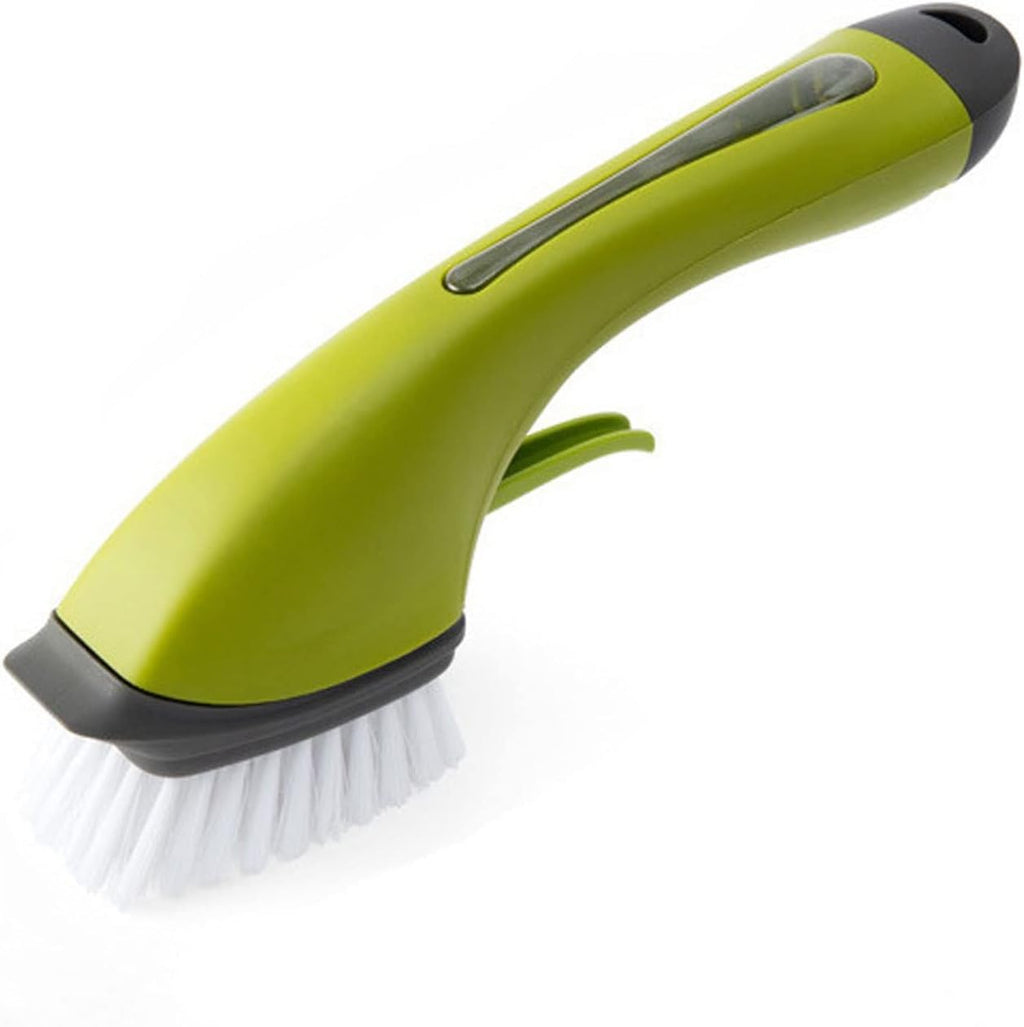 Dish Brush with Soap Dispenser, Soap Control Dishwand Reusable Scrubbing for Kitchen Countertop Sink Washing Tool (Color : Green)