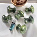 2Pcs Mushroom Massage Stones Green Jade Stone Hot Rock for Eye Spa Massage 1.6 x 1.56 in(4x3.8cm)