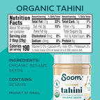 Soom Foods Organic Tahini 16oz (1 Pack) | Roasted & Ground Sesame Seed Paste | Creamy Tahini for Dubai Chocolate, Hummus, Sauces | Vegan, Nut-Free, Gluten-Free, Kosher, Keto, Paleo, Whole30