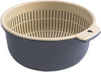Colander Bowl Set of 2, Double Layered Drain Basin Plastic Food Strainer Fruits Washing Draining Basket for Pasta, Vegetables (Large Size (37.4 X 18.9 X 6.7in))