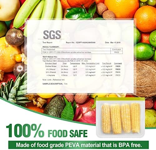 Reusable Freezer Bags, 10 Pack Reusable Quart Bags Seal and Leak Proof, BPA Free Storage Bag for Marinate Meat, Vegetables, Home Organization, Green