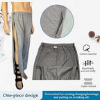 Two-Way Side Zipper Bedridden Patient Clothing,Patient Pants,Tear Away Pants,Soft Cotton Material,Hospital for Home Care/Post Surgery/Dialysis/Elderly/Fracture/Disability/Rehab Black
