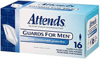 Attends Guards for Men, Maximum Absorbency Pads [16 Count] - Disposable Lightweight Incontinence Protection with Absorbent Core, Discreet Fit, Form-Fitting Shape - MG0400