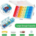 Hsei 4 Pack Pill Organizer Monthly XL Large Weekly Pill Organizer 4 Times a Day Box 7 Day Moisture Proof 4 Weeks Case Large(8.2 x 4.6 x 1.2 Inch)
