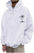Men's Hoodies Pullover Loose Fit Long Sleeve Sweatshirts Casual Coconut Print Tops Fashion Hip-Hop Streetwear