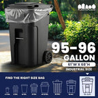 Plasticplace 95-96 gallon Garbage Can Liners │ 2 Mil │ Clear Heavy Duty Trash Bags │ 61” X 68” (25Count)
