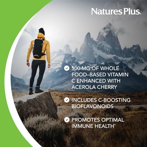 NaturesPlus Immune Vitamin C, Citrus - 100 Chewables - All-Natural Immune System Support - High-Potency Formula with Bioflavonoids & Superfoods - Non-Acidic & Gentle on the Stomach - 100 Servings