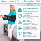 Vive Transfer Sling - Padded Assist Gait Belt - Heavy Duty Patient Lift with Straps - Mobility Standing and Lifting Aid for Disabled, Elderly, Seniors, Injured - Safely Move from Bed and Wheelchair