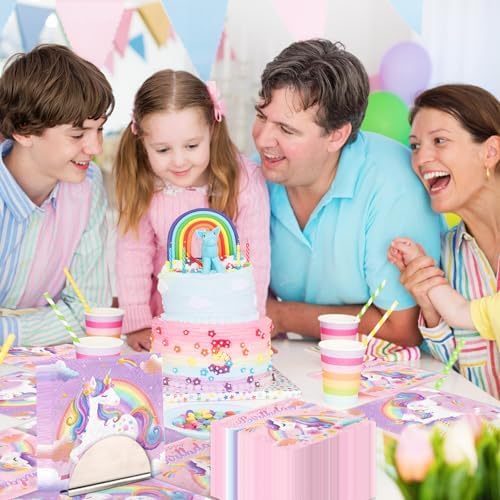 Unicorn napkins,48pcs Unicorn Birthday Party Decorations Rainbow unicorn paper Napkins for Girl Birthday Decorations