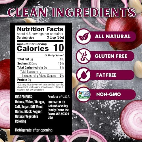 Foster's Pickled Red Onions in a Jar, 16oz, 2 Pack, Traditional Vegetables Recipe for 40 years, Gluten, Fat, and Preservative Free, Low Calorie Snack, Farm Pickled Onions