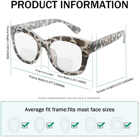 Eyekepper Large Frame Bifocal Reading Glasses Women Oversize Bifocal Readers - Grey Tortoise +1.50
