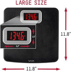Taylor Digital Bathroom Scale, Body Weight Scale 400 LB Capacity, Carbon Fiber Anti-Slip Mat, 11.8 x 11.8 Inch Platform, Black