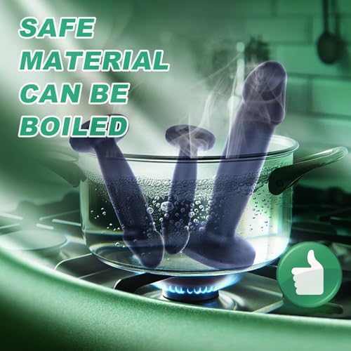 3 Sizes Soft Silicone Butt Anal Plug Set (4.7", 5.5", 6.7"), Black Realistic Dildo with Suction Cup Base, Small Anal Training Kit for Beginners to Advanced Users, Anal Dildos Set for Women Men Couples