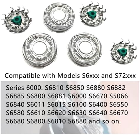 SH60/72 Replacement Heads Compatible with Philips Series 6000 Razor Shavers SH60 Shaver Replacement Blades Skin Protect Super Compatible with Norelco Series 6000 Model S6810/82, S6850/85