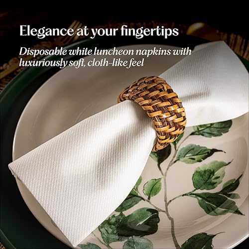 200 Linen-Feel Luncheon Paper Napkins - Disposable Lunch Napkins For Everyday Use - Made In USA, Ideal For Lunch, Dinner, Parties, Weddings, Restaurants, Or Event