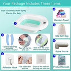 IRWPITW Sitz Bath, Electric Sitz Bath for Toilet Seat Hemorrhoids Postpartum Care Tub, Sits Bath Soak Pan for Women Men, Sitz Baths Salts Bowl, Hip Bath Basin, Foldable, Water Spray Style, Green
