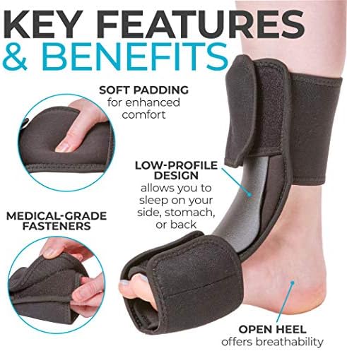 BraceAbility Dorsal Night Splint | Plantar Fasciitis Pain Relief, Foot Drop Brace for Sleeping, and Achilles Tendon Stretcher Boot for Nighttime Ankle Dorsiflexion (L/XL)