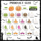 60Pcs Halloween Charms, Halloween Decorations Charms for Jewelry Making, Mixed Pumpkin Ghost Bat Witch Hat Enamel Pendants for Bracelets Necklaces Earrings Making and Crafting