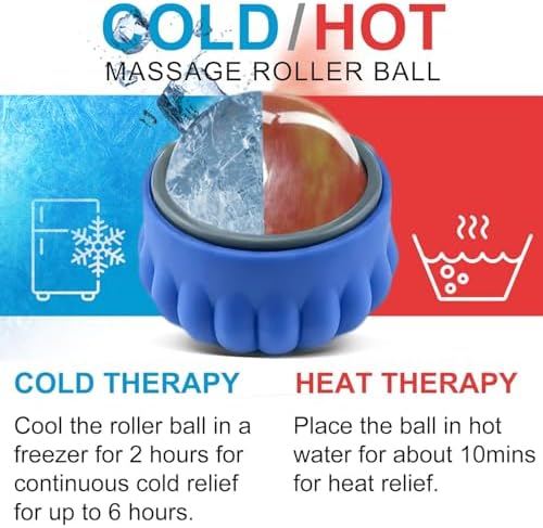Everjoys Massage Ball Roller Set– Ice Cold and Hot for Deep Tissue and Sore Muscle Relief of Stiffness and Stress, Body, Neck, Back, Face, Eyes,Plantar, Foot