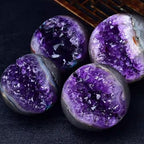 Amethyst Druzy Geode Gemstone Ball with Resin Stand Crystal Sphere Ball for Witchcraft Divination Home Office Decor,55-60mm